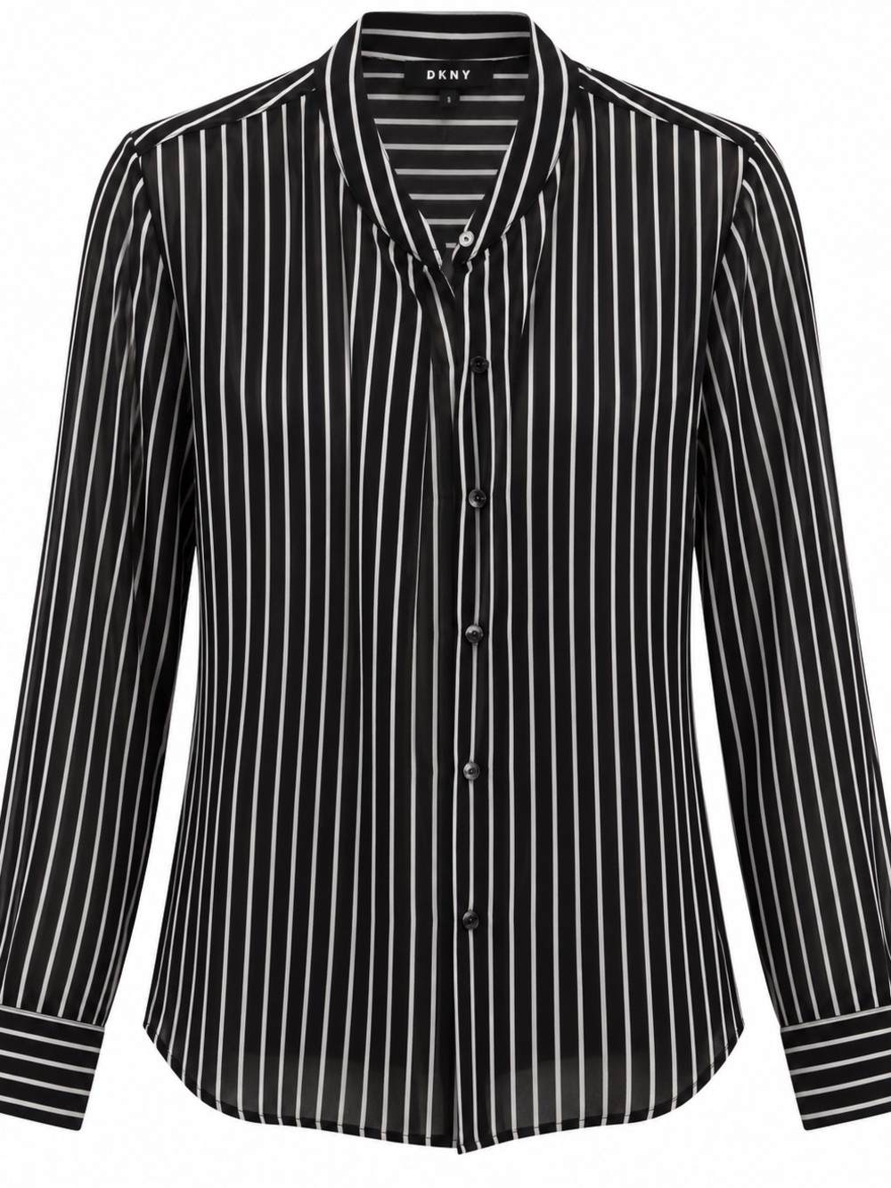 DKNY Black and White Striped Button-Down Shirt